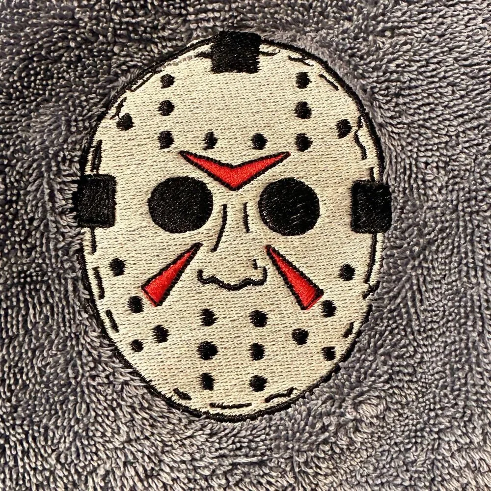 Jason Mask Michael Meyers Set of Hand Towels Embroidered Halloween Decor